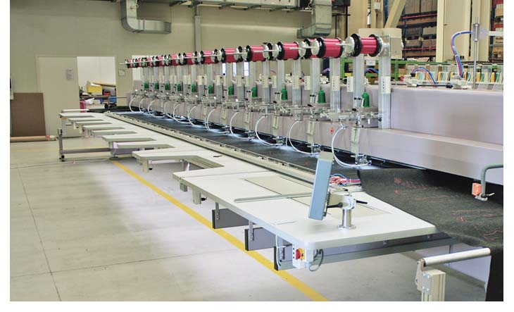 Figure 5: Roll-to-roll production on a ZSK CZBW 1100-750-1200 multi-head embroidery machine