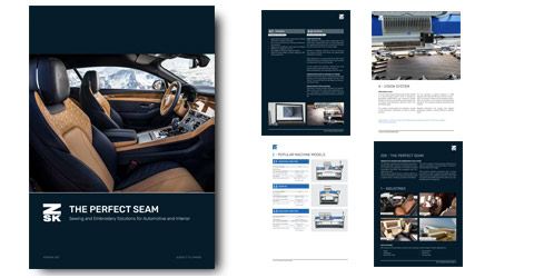 ZSK STICKMASCHINEN - Broschüre "THE PERFECT SEAM - Sewing and Embroidery Solutions for Automotive and Interior"