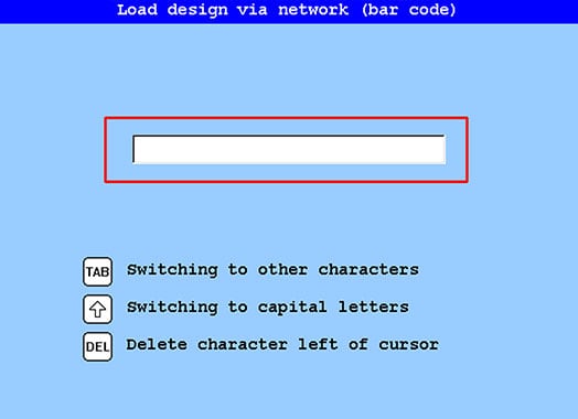 Laden eines Stickdesigns über das Netzwerk mit Barcode