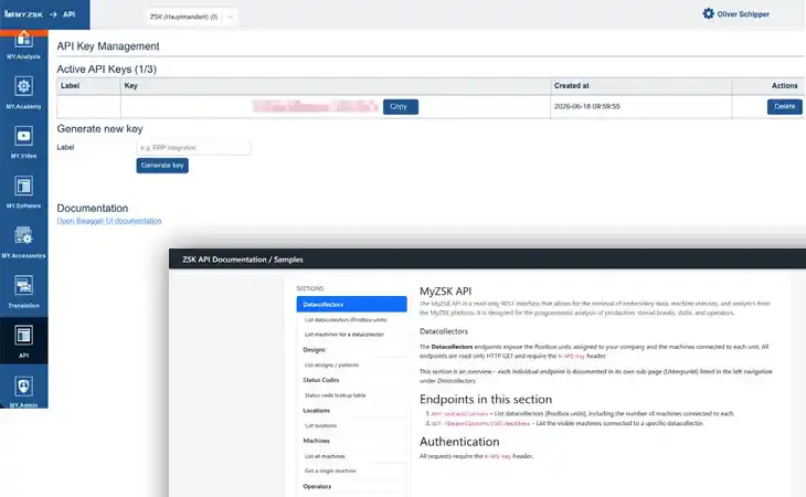 ZSK STICKMASCHINEN - MY.ZSK API