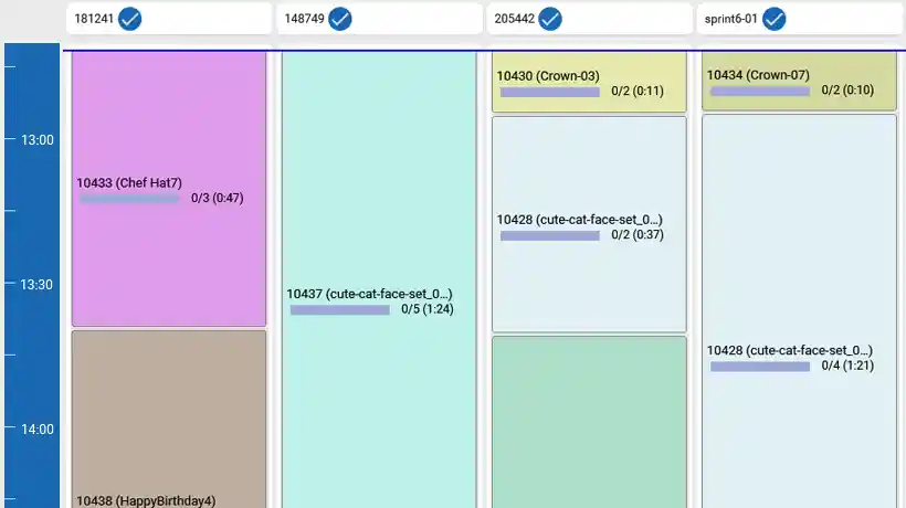 ZSK TERMINAL: planning overview showing multiple machines, their status and remaining times