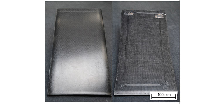 Figure 4: Schematic illustration of the demonstrator component (top) and manufactured component in the project with FreePreg inlay (bottom)